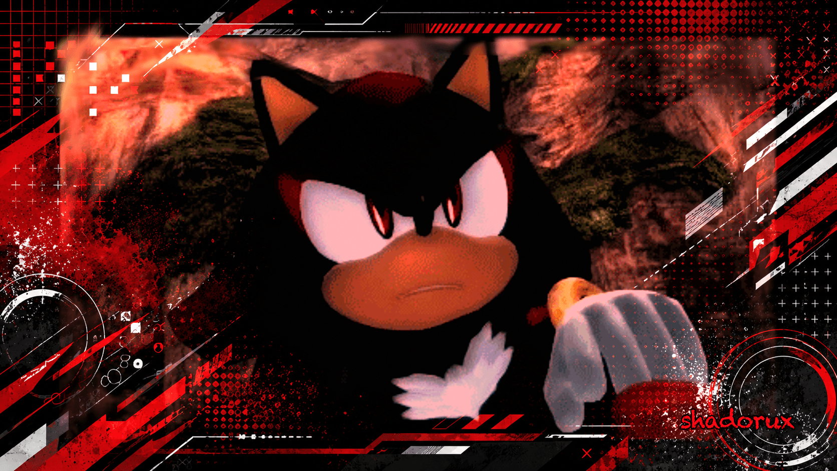 Red and black Shadow the Hedgehog desktop wallpaper