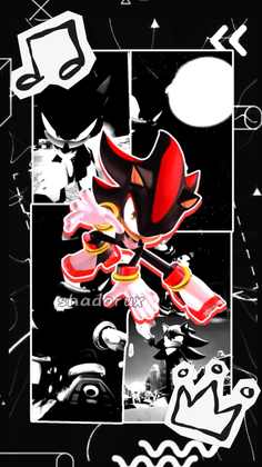 Black white and red Shadow the Hedgehog collage profile picture edit