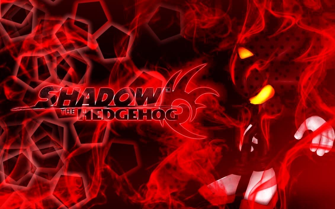 Shadow the Hedgehog in a red smoke archive graphic